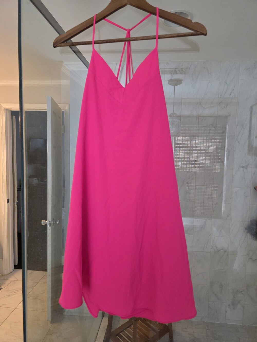 Bright Pink Strappy Slip Dress